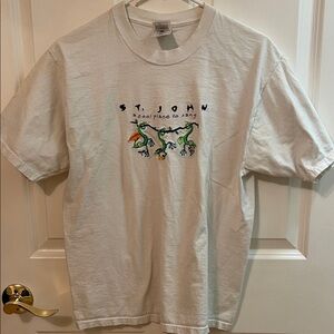 St. John Embroidered White Tee